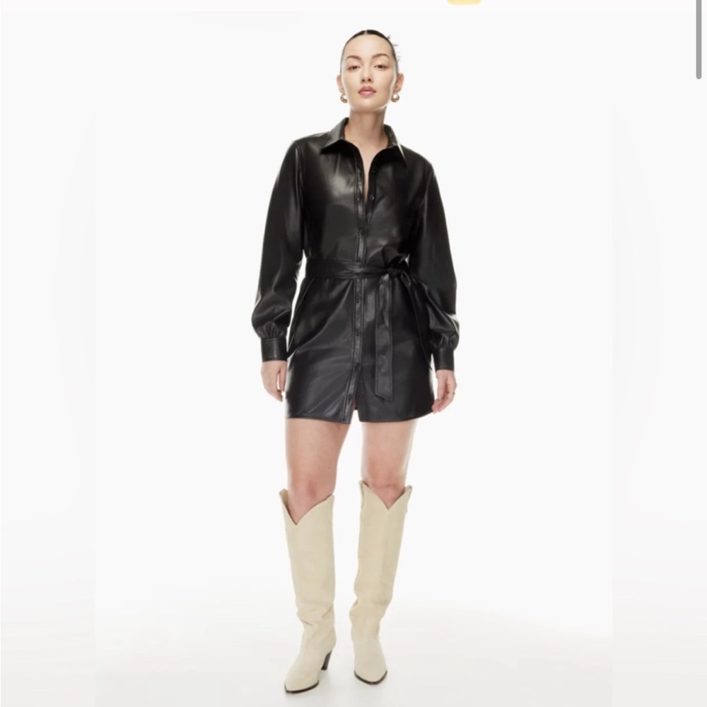 Aritzia Caroline Vegan Leather Belted Dress - Size L